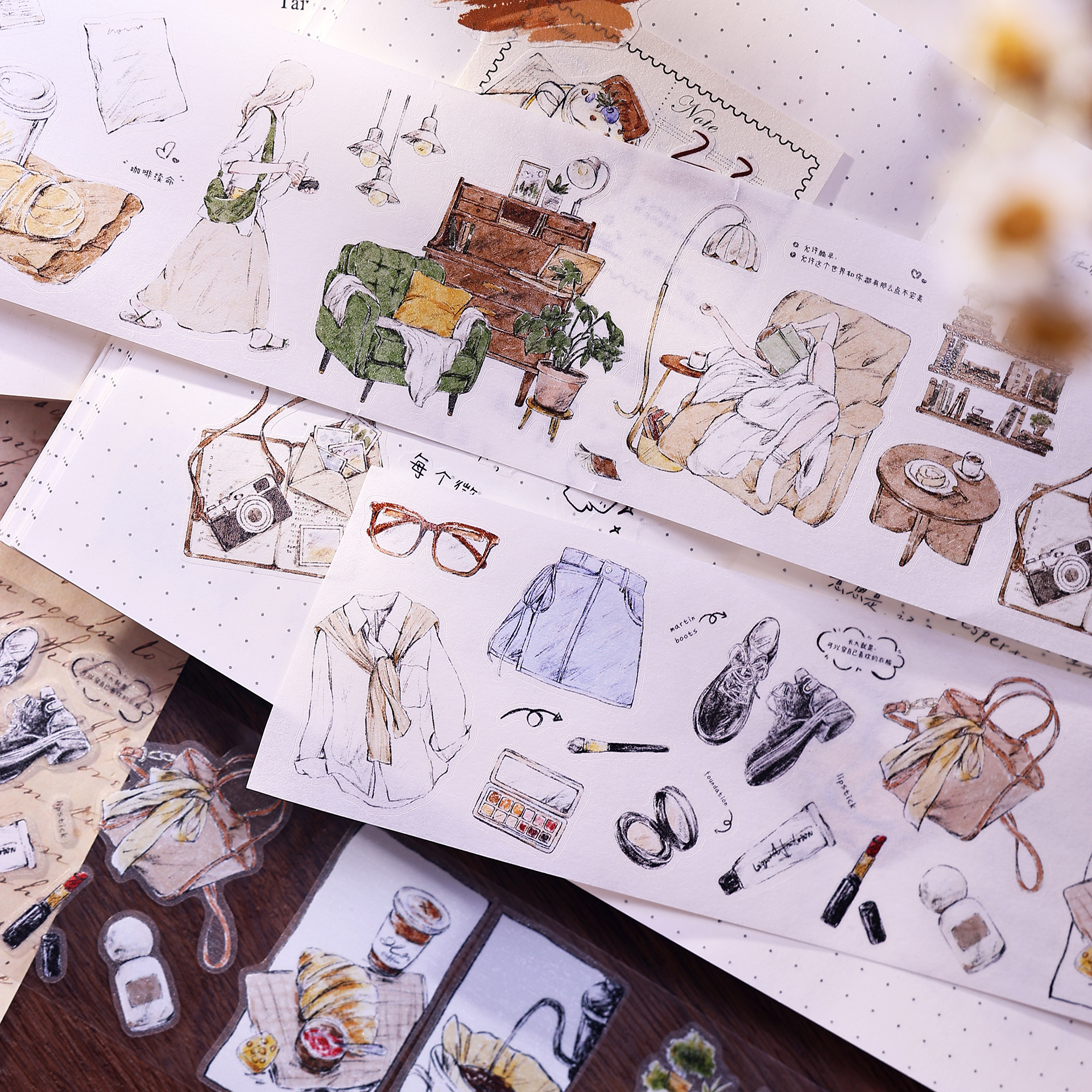 Washi Tape Set - XiaoBaiJia Studio Vintage Kızlar Günlük Yaşam