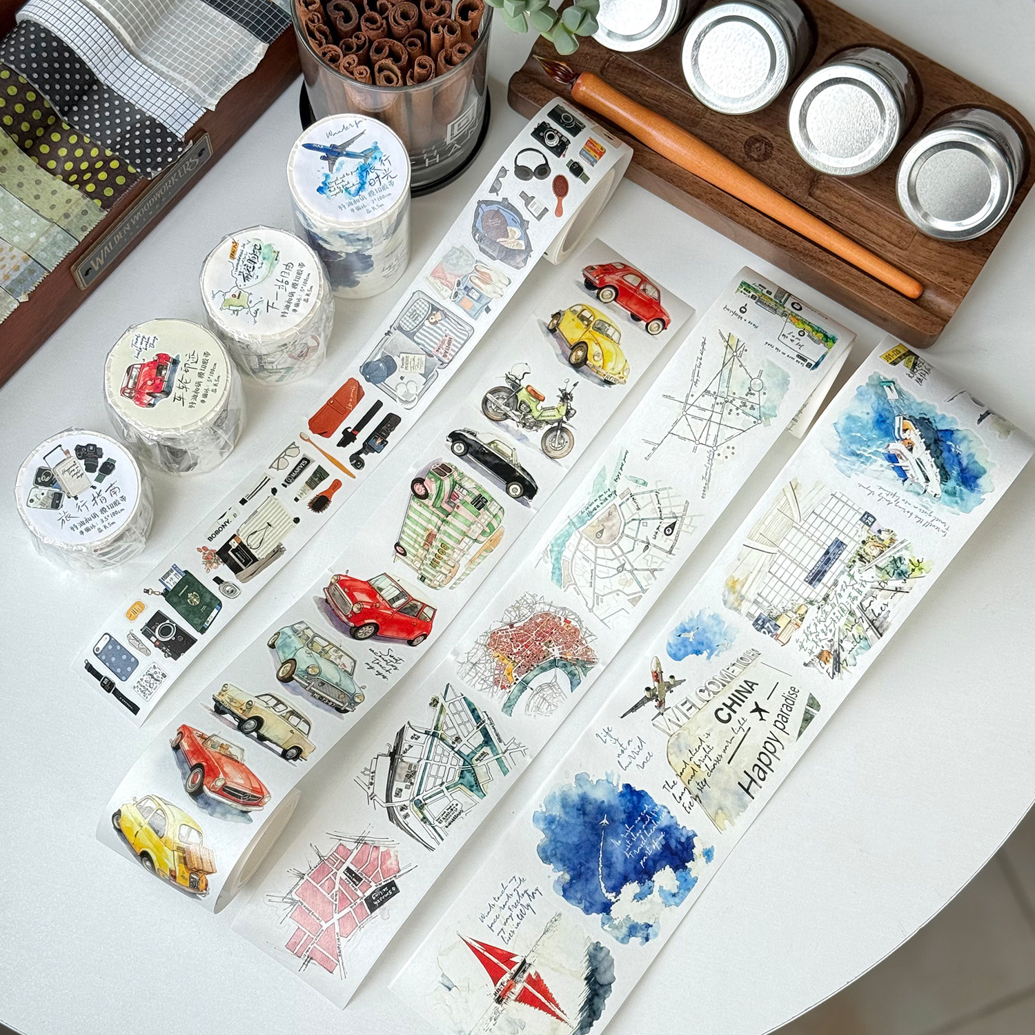 Washi Tape Set - DengDeng Studio Vintage Seyahat Zamanı Washi