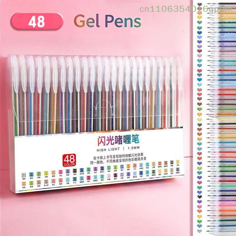 Gel Ink Pen Set - 24/36/48'li Simli Jel Kalem Seti, 1.0mm