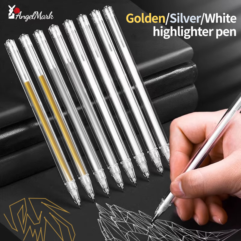 Gel Ink Pen Set - Beyaz Altın Gümüş Klasik Vurgulama Kalem