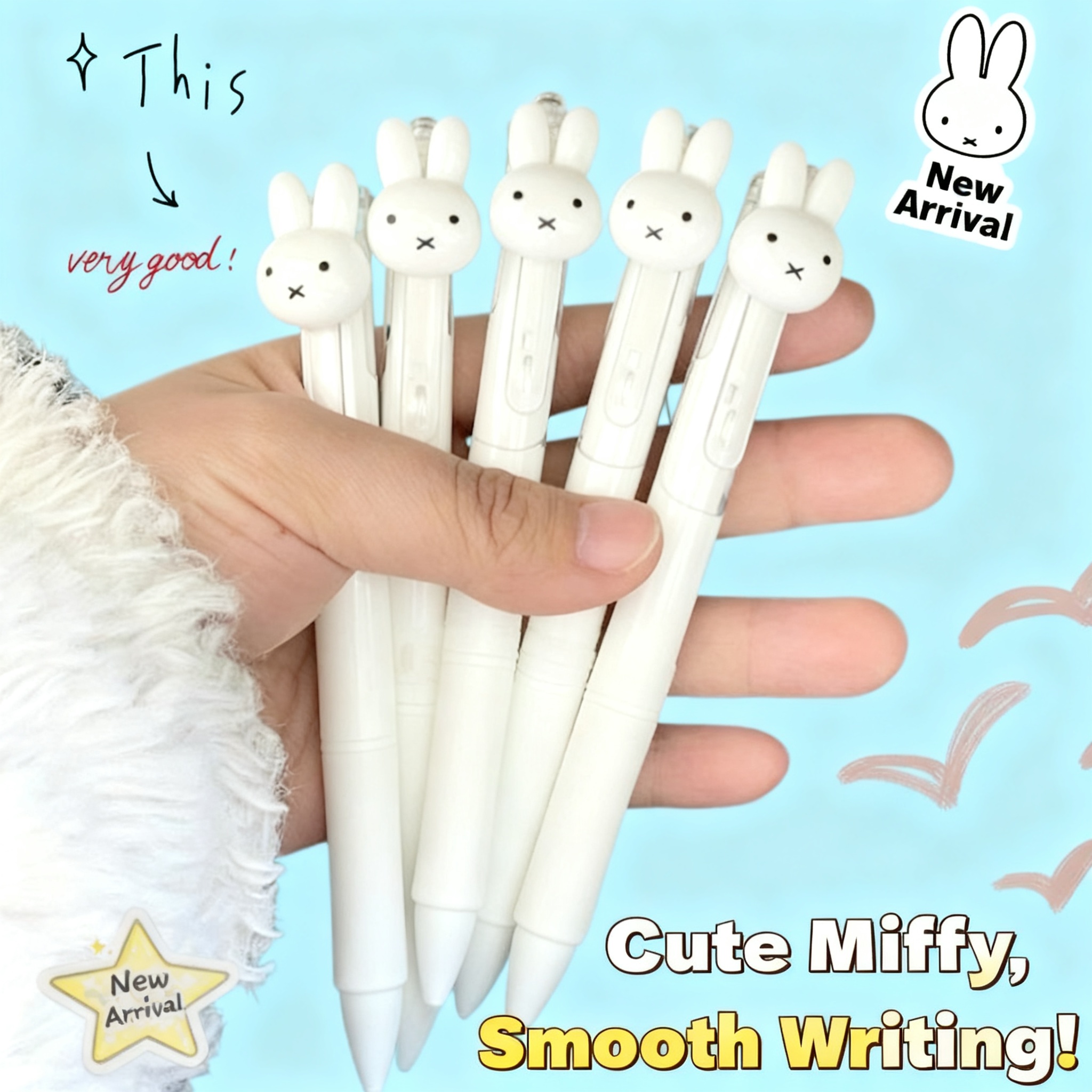 Gel Ink Pen Set - Sevimli Miffy Geri Çekilebilir Jel Tükenmez