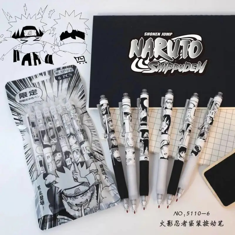 Gel Ink Pen Set - Naruto 6 adet/takım jel kalem Anime