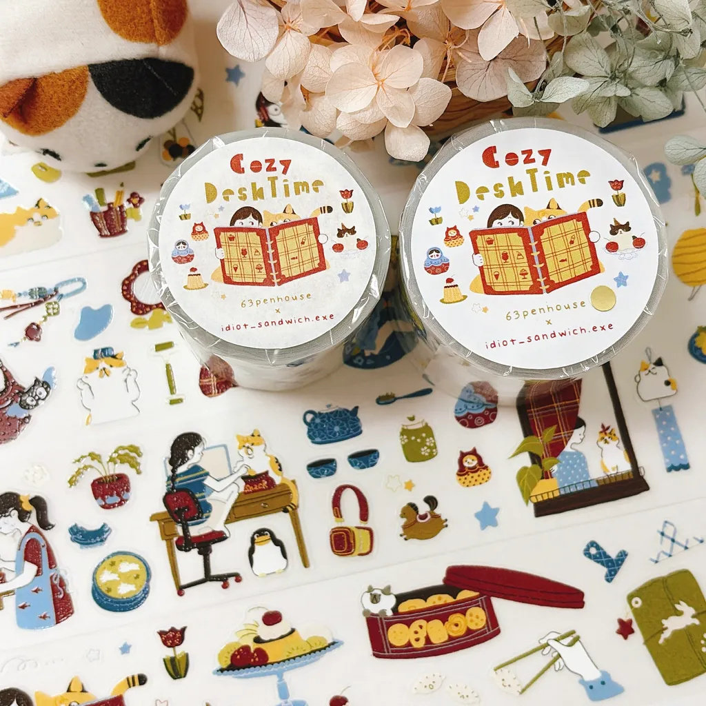 Washi Tape Set - 63penhouse Vintage Yıldızlı Fısıltı Rahat Masa