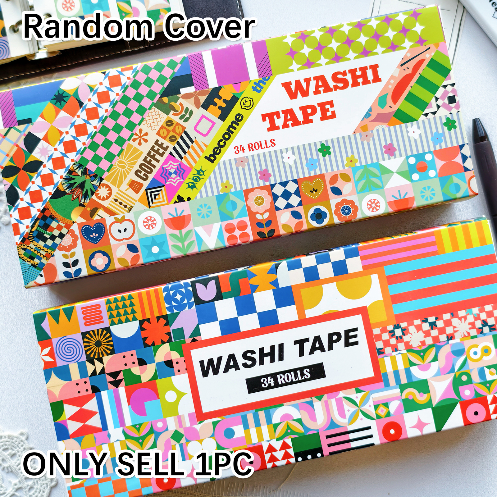 Washi Tape Set - Rastgele Kaplama 34 Rulo Estetik Washi