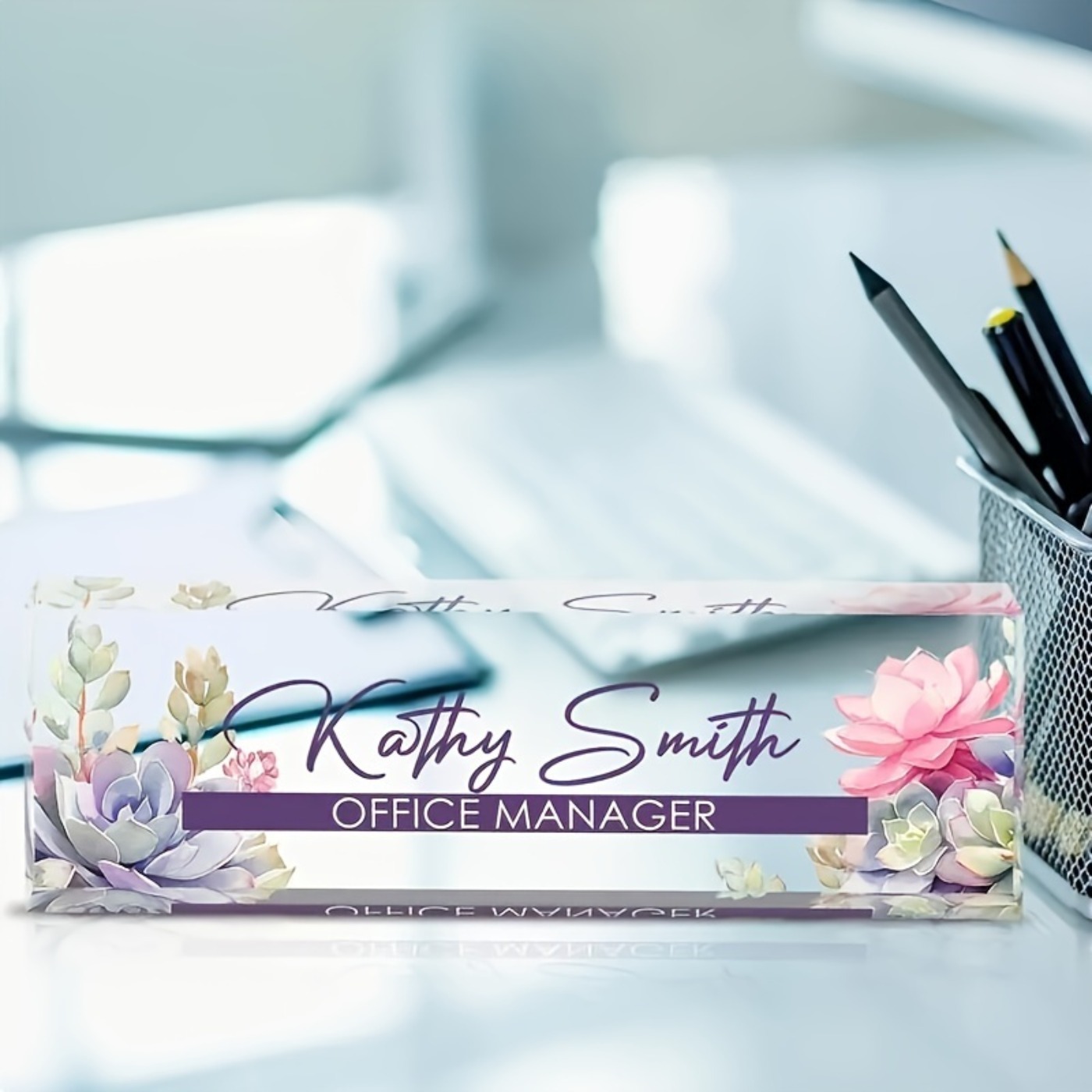 Desk Name Plate - Özel Tasarım 2D Akrilik Masa İsimliği,