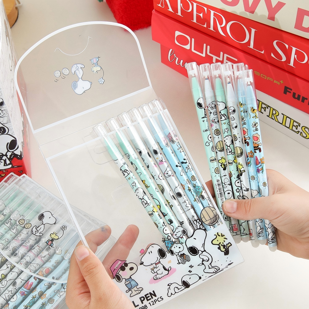 12 Adet/takım Kawaii Snoopy Si - Gel Ink Pen Set incelemesi ve fiyatı