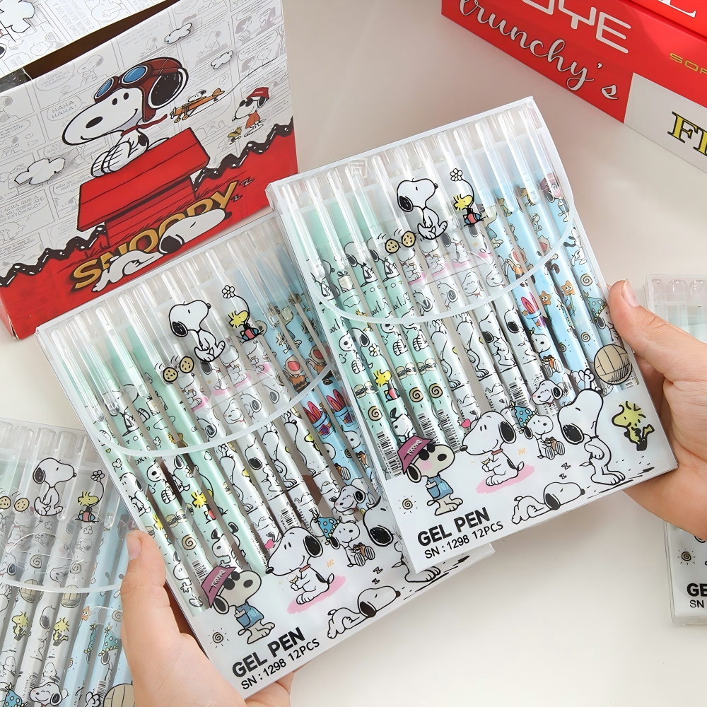 12 Adet/takım Kawaii Snoopy Si - Gel Ink Pen Set incelemesi ve fiyatı
