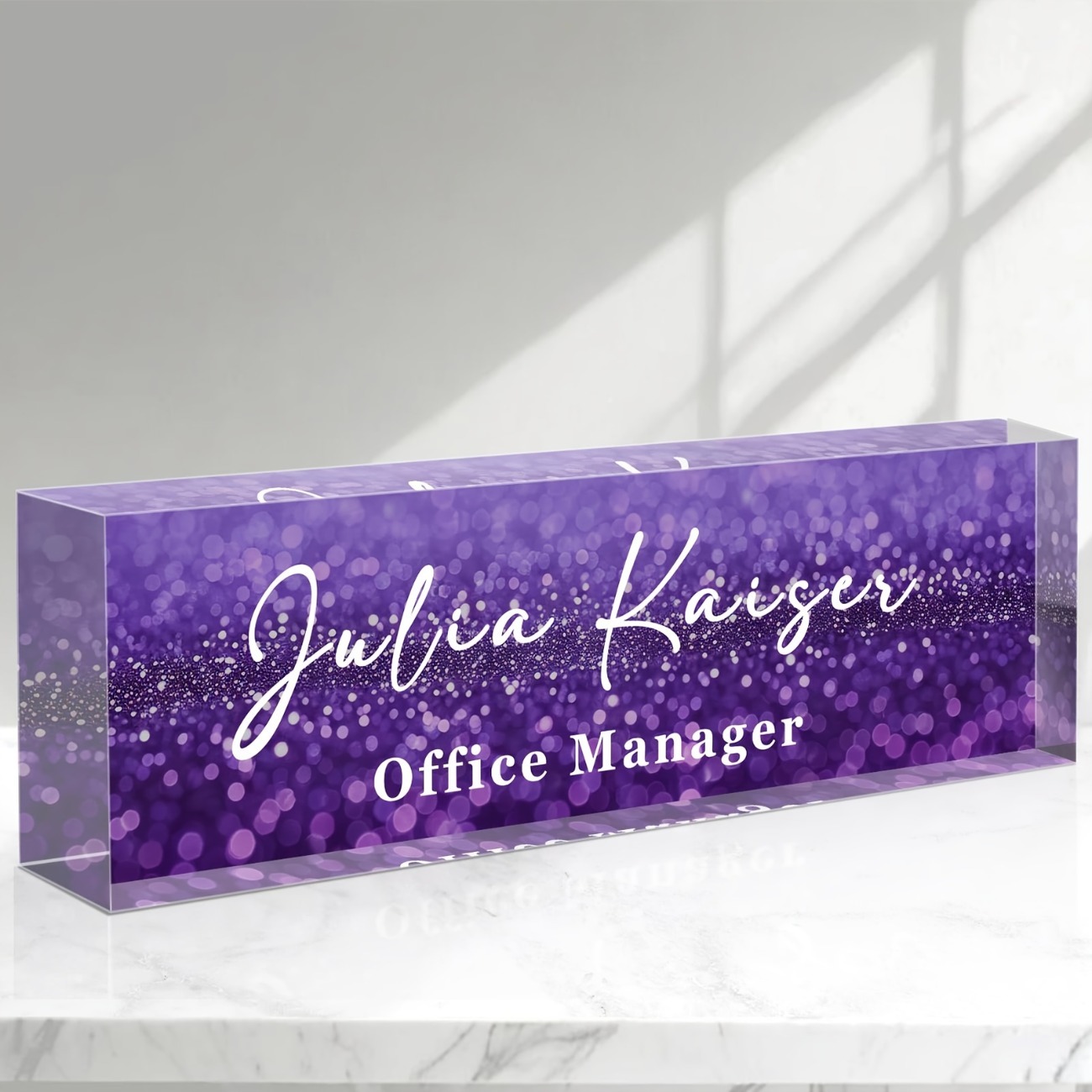 Kişiye Özel Mor Puantiyeli Tas - Desk Name Plate incelemesi ve fiyatı