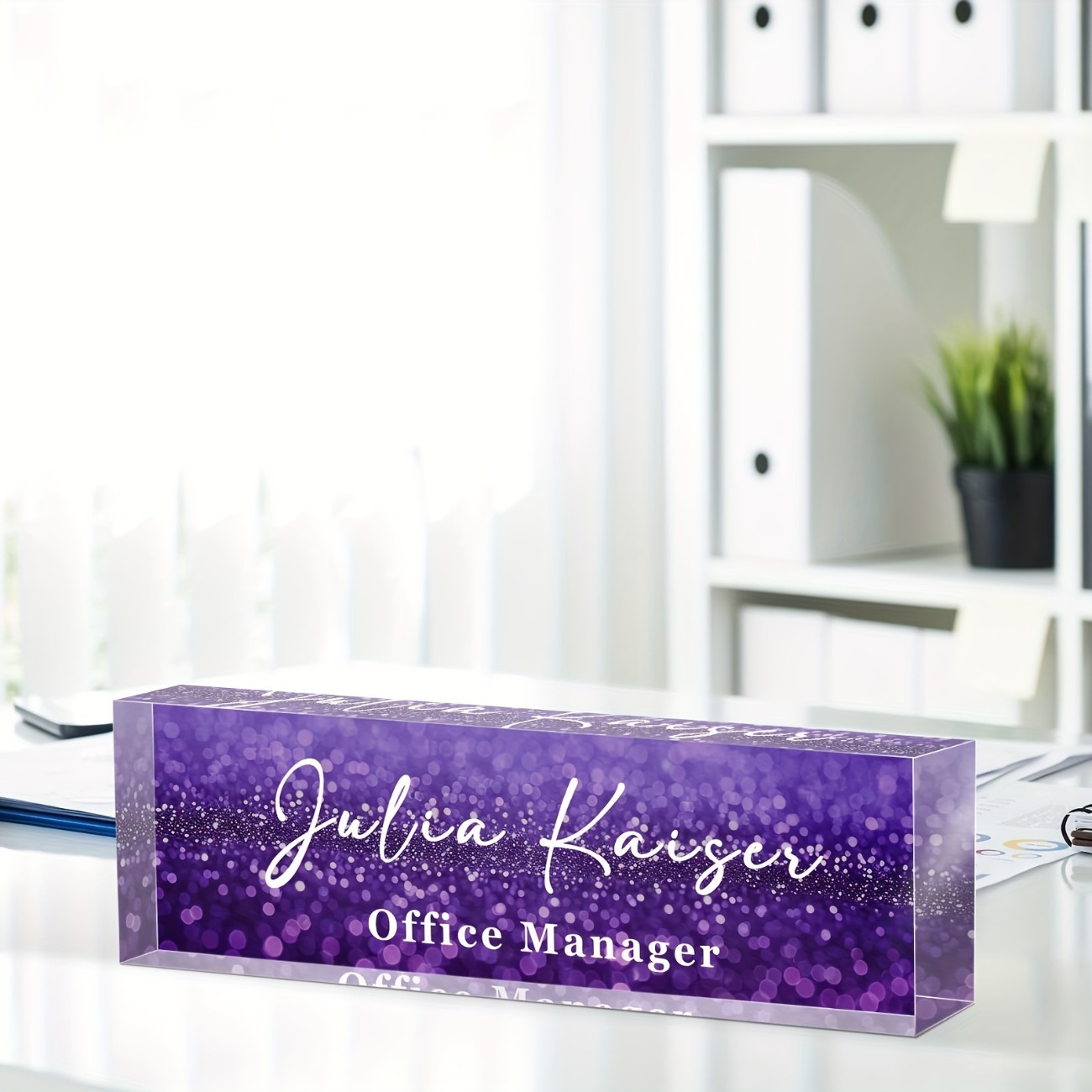 Kişiye Özel Mor Puantiyeli Tas - Desk Name Plate incelemesi ve fiyatı