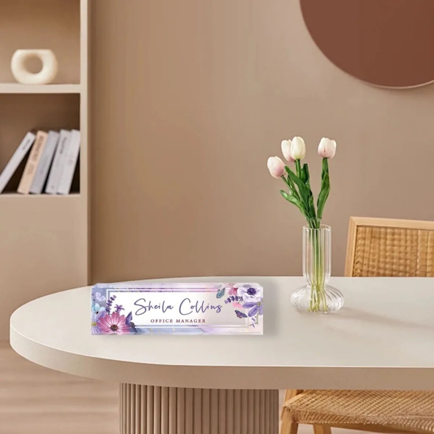 [2D Düz] Mor Çiçek Özel Akrili - Desk Name Plate incelemesi ve fiyatı