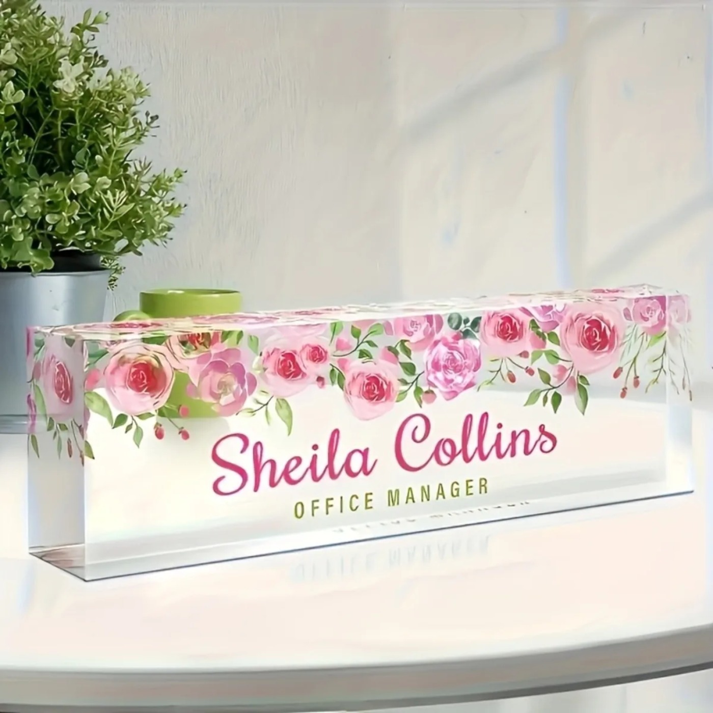 [2D Düz] Minimalist Çiçek Dese - Desk Name Plate incelemesi ve fiyatı