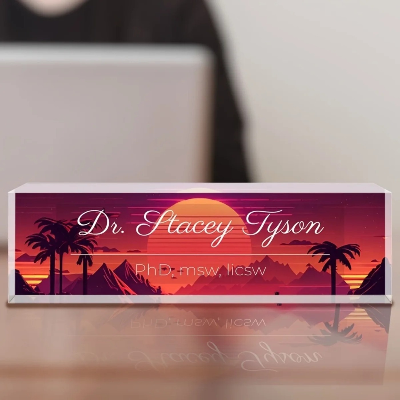 [2D Düz] Gün Batımı Tasarımlı  - Desk Name Plate incelemesi ve fiyatı