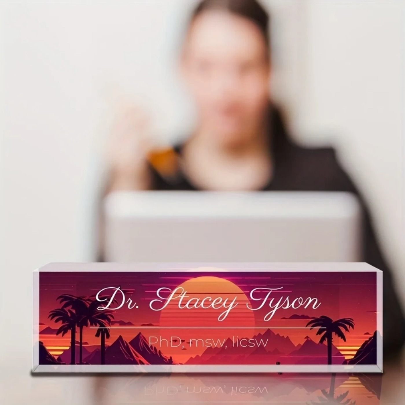 [2D Düz] Gün Batımı Tasarımlı  - Desk Name Plate incelemesi ve fiyatı