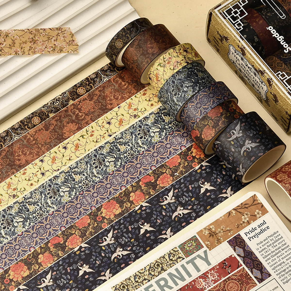 12 rulo Vintage çiçekli Washi  - Washi Tape Set incelemesi ve fiyatı