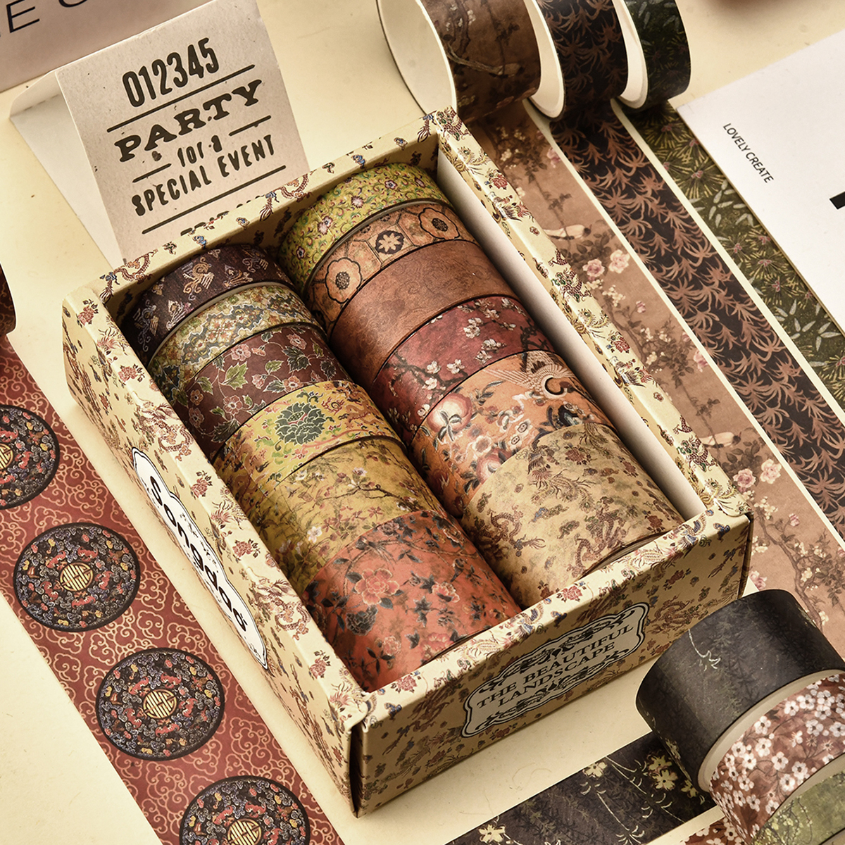 12 rulo Vintage çiçekli Washi  - Washi Tape Set incelemesi ve fiyatı